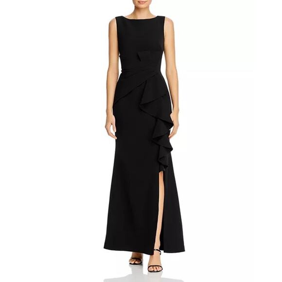 Eliza J Dresses & Skirts - Eliza J Black Sleeveless Cascading-Ruffle Evening Maxi Formal Gown 4